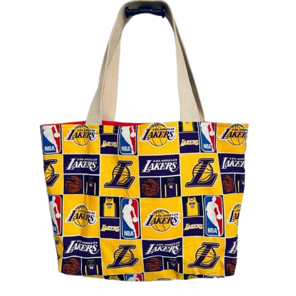 Lakers handmade fabric Tote Bag and pouch - Picture 2 of 4
